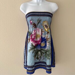 Unit Vintage Y2K Smocked Scarf Top Floral Boho Fairy Tunic 90s Size Medium